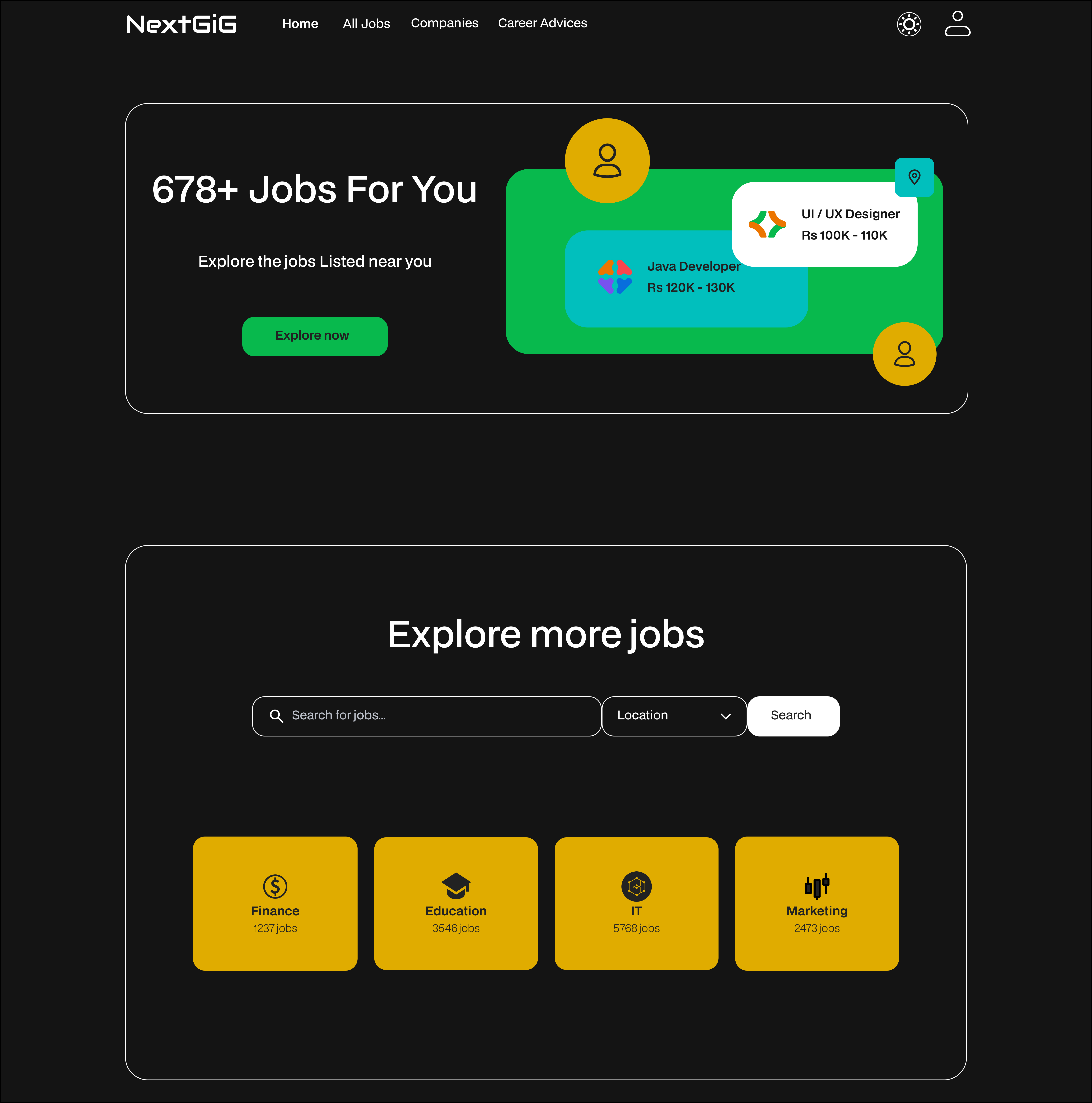 Job finding website homepage cover