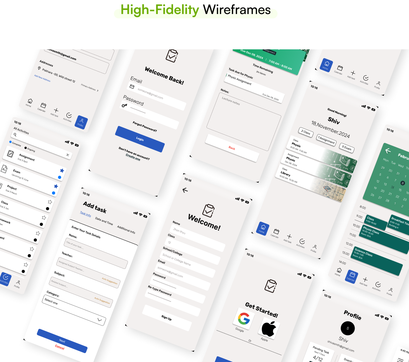 Student management app overview screen