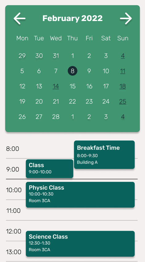 Student management app screen 2